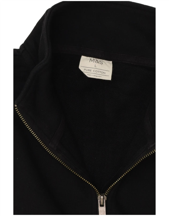 Pulover pentru bărbați Marks & Spencer, cu fermoar 1/4, mare, bumbac, negru