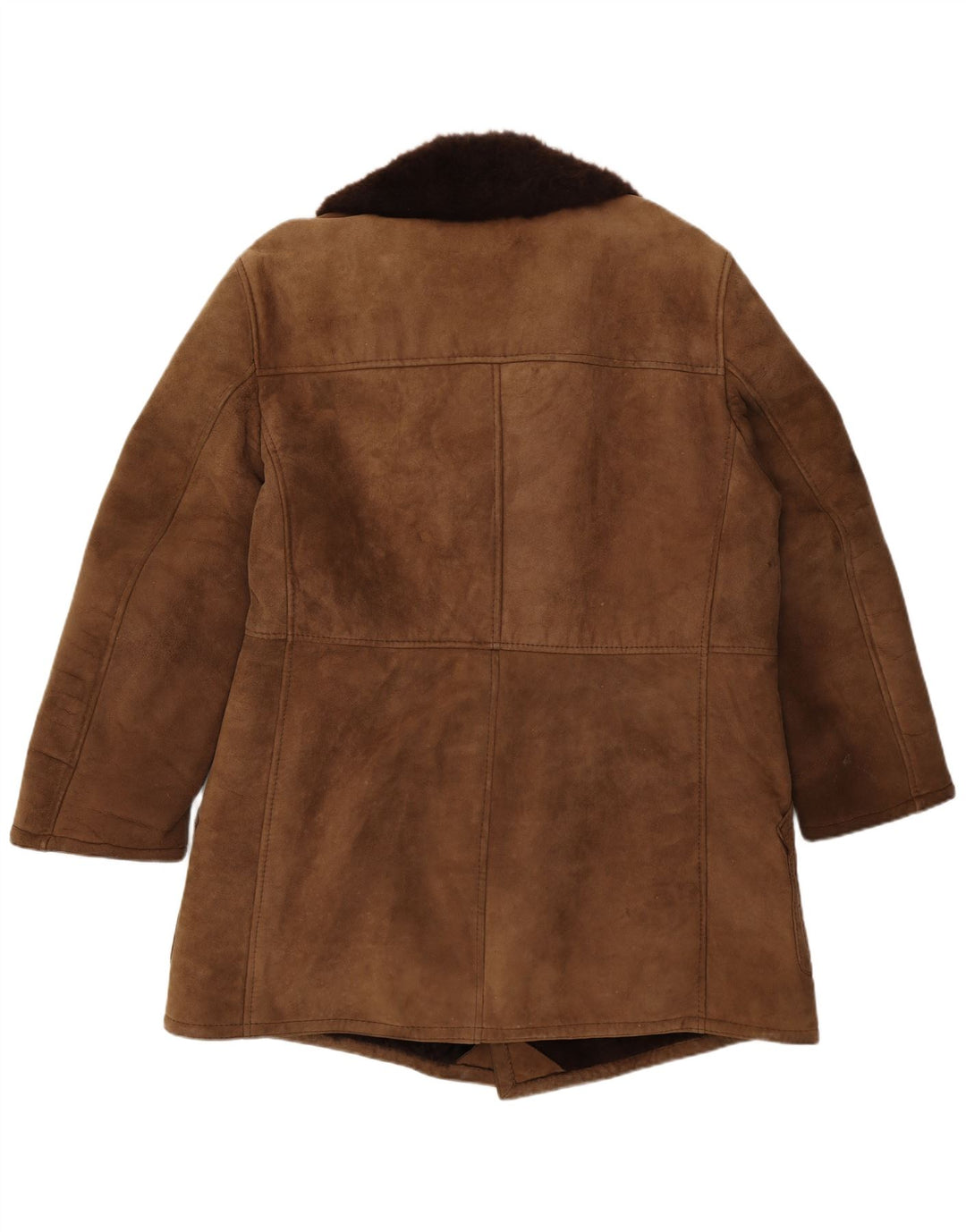 Palton dublu din shearling vintage pentru bărbați IT 54 2XL maro din shearling