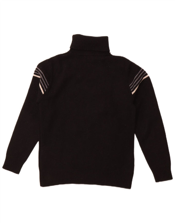 LEVI'S Pulover cu gât rulat pentru femei UK 10, lână de miel cu dungi mici, neagră