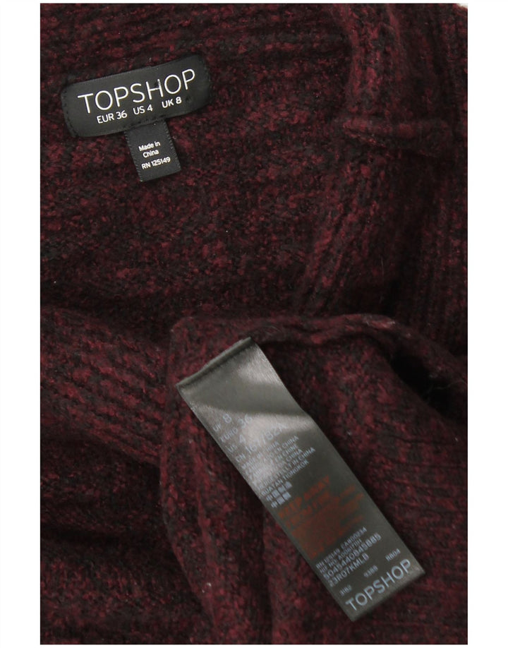 TOPSHOP Pulover cu gât țestoasă pentru femei UK 8 Mic Burgundy Flecked