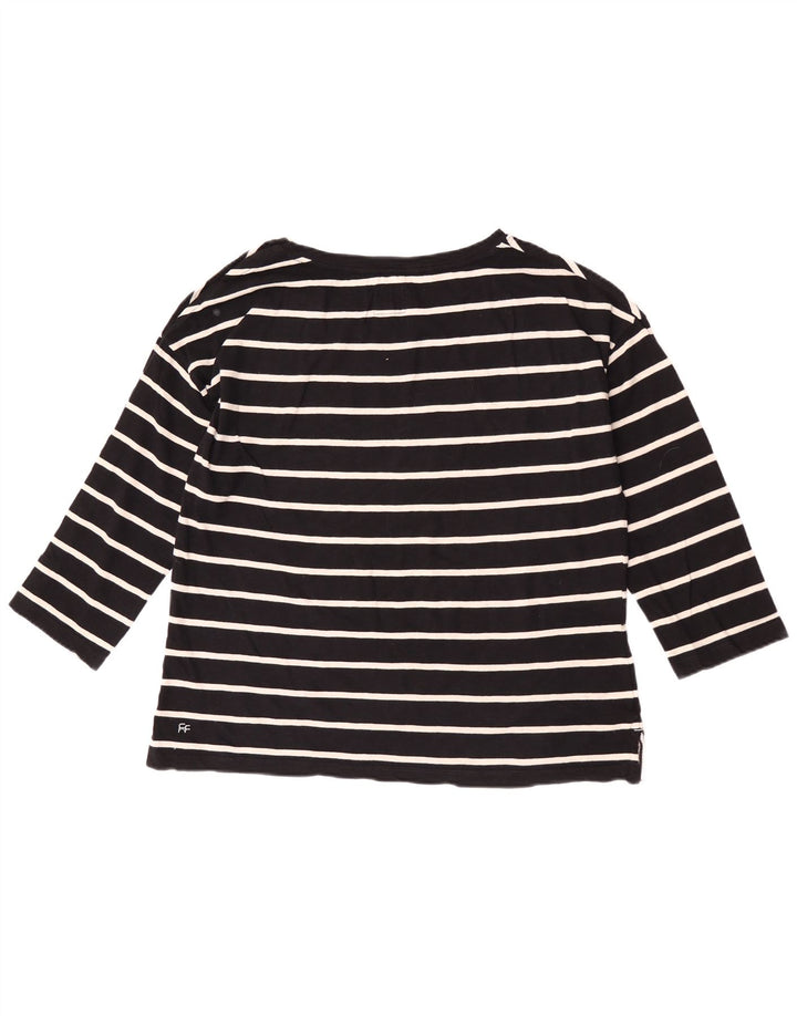 Fat Face pentru femei Top cu mâneci 3/4 UK 12 Bumbac cu dungi negre medii