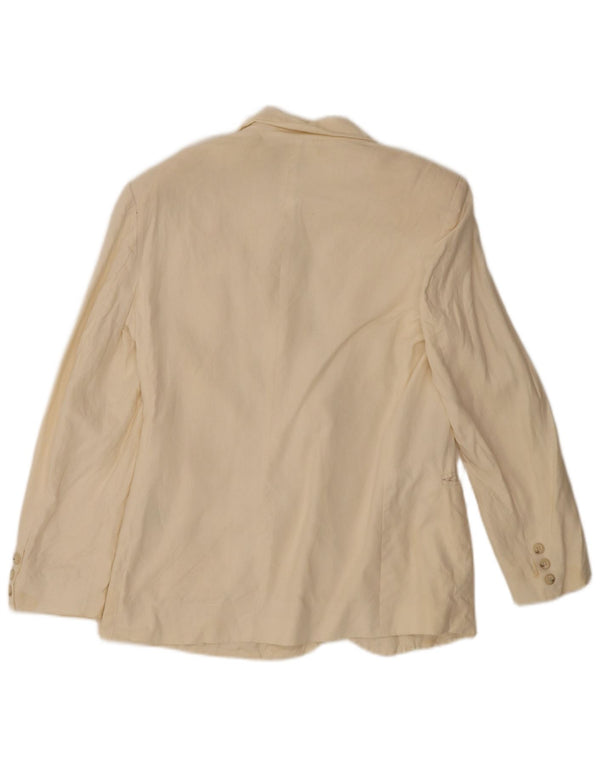 Benetton Womens 2 Button Blazer Jacket IT 44 Medium Off White Linen