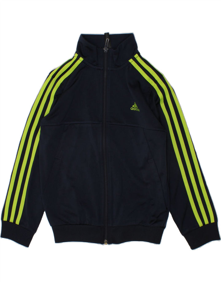 ADIDAS Boys Aeroready Tracksuit Top Jacket 7-8 Years Navy Blue Polyester Vintage Adidas and Second-Hand Adidas from Messina Hembry 