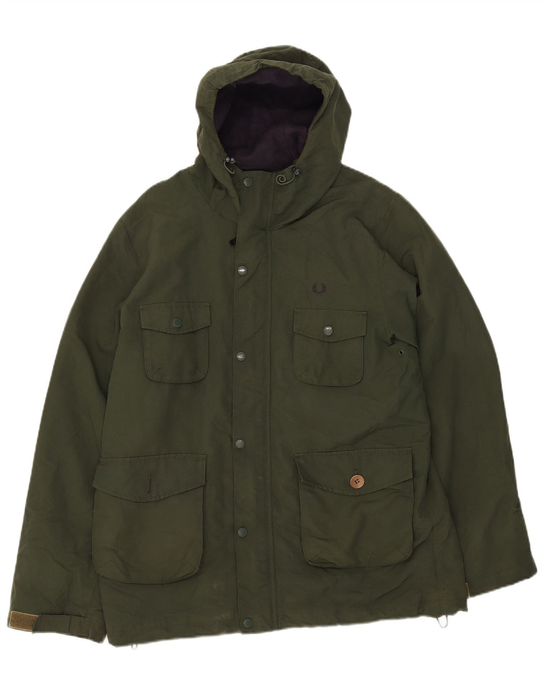 Jachetă de vânt cu glugă pentru bărbați Fred Perry UK 38 Nylon verde mediu