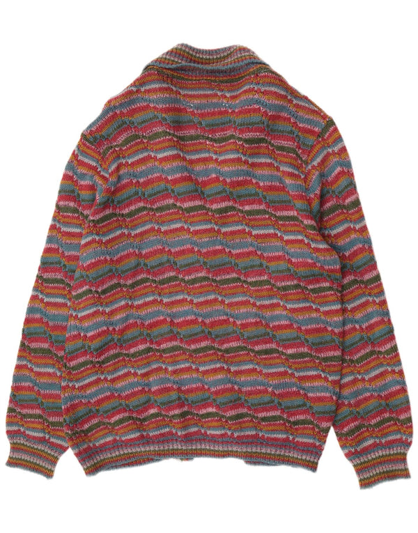 Cardigan Vintage pentru bărbați, lână cu dungi mari, multicolore