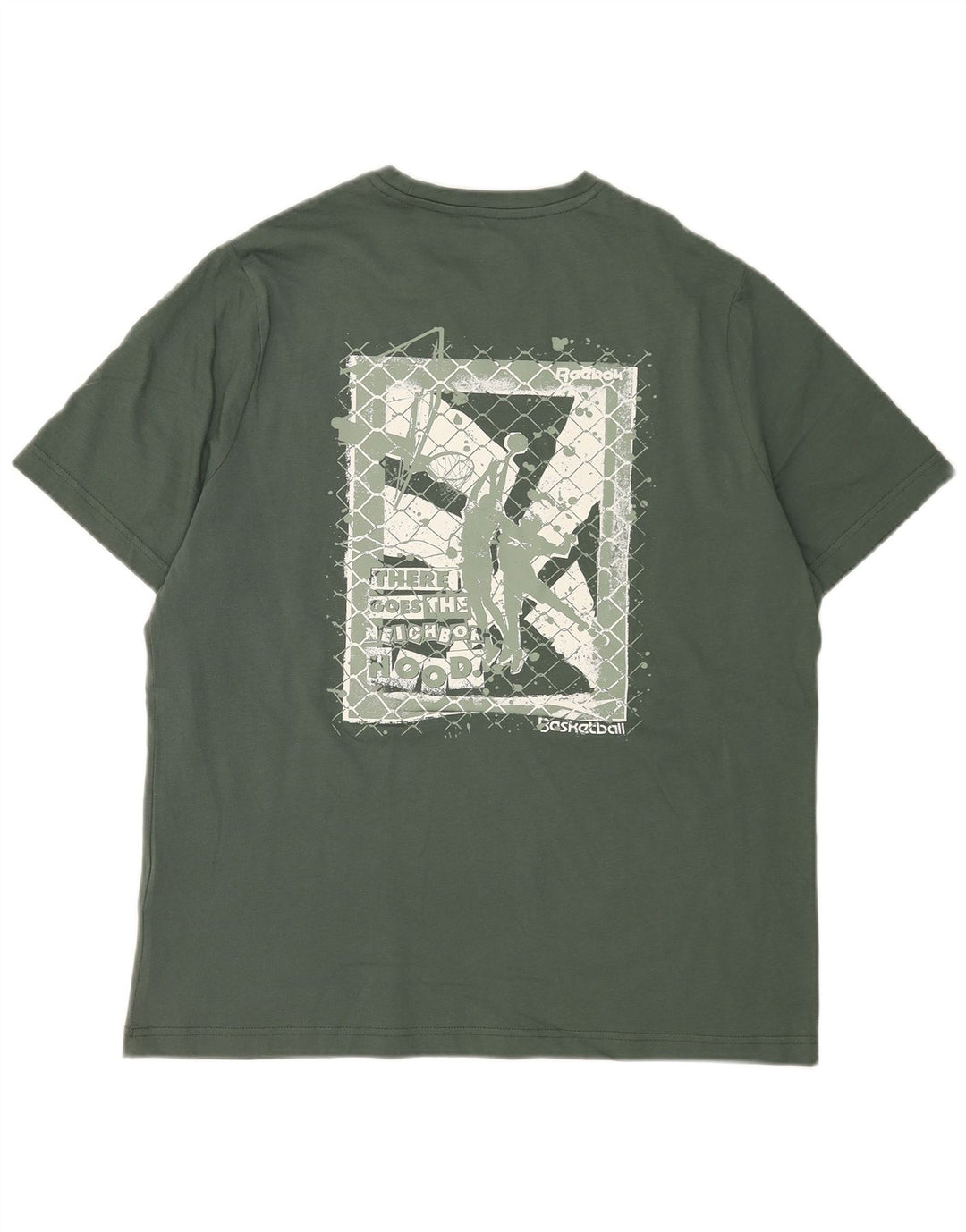 Tricou grafic pentru bărbați Reebok Top din bumbac verde mediu