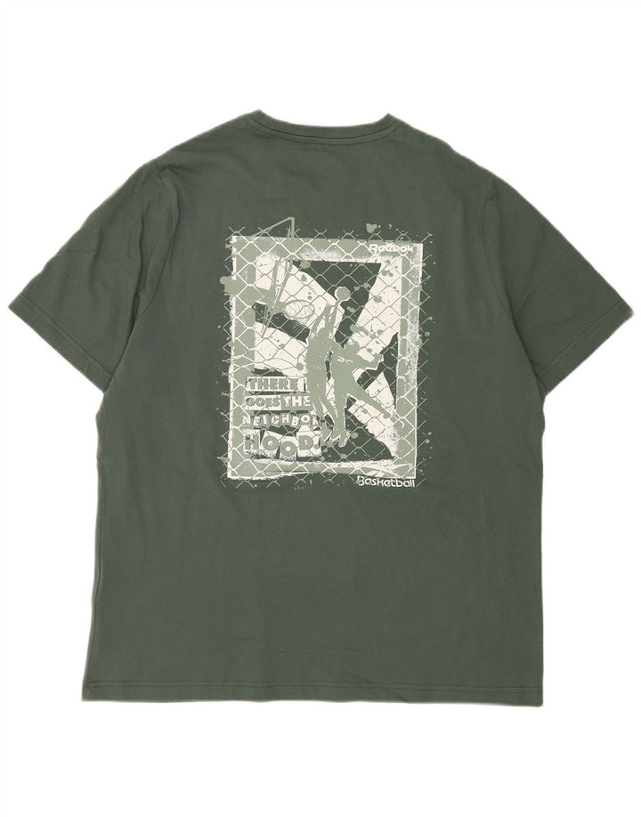 Tricou grafic pentru bărbați Reebok Top din bumbac verde mediu