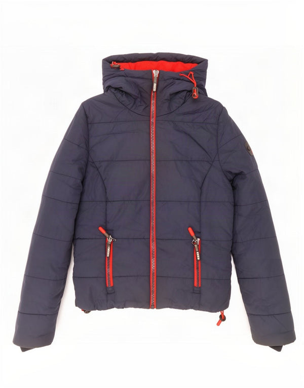 Jachetă căptușită cu glugă Superdry pentru femei UK 6 XS bleumarin poliester
