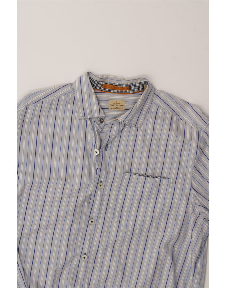 TOMMY BAHAMA Mens Shirt Medium Blue Striped Cotton Vintage Tommy Bahama and Second-Hand Tommy Bahama from Messina Hembry 
