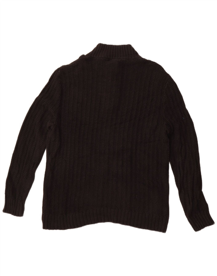 Pulover Calvin Klein pentru bărbați, cu gât cu nasturi, XL, bumbac negru
