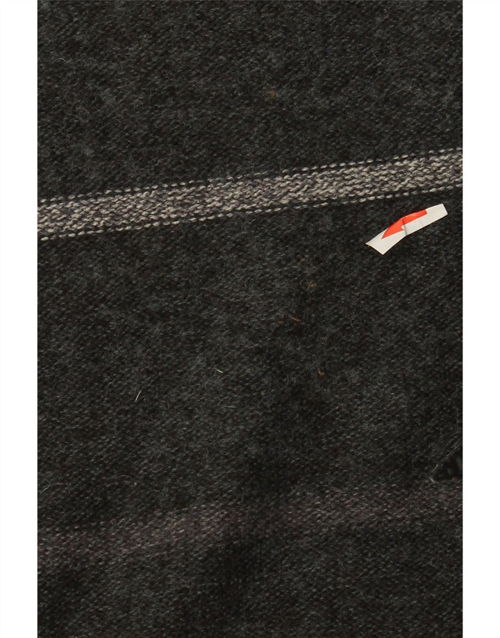 Pulover vintage pentru bărbați cu gâtul turnat, acrilic geometric, gri mediu