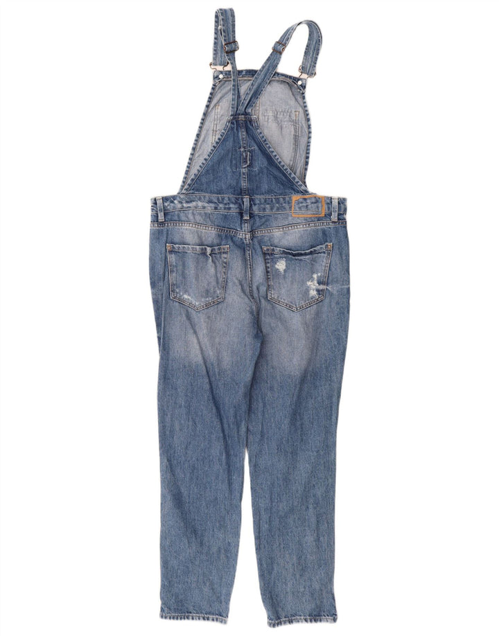 Zara Womens Trafaluc Distressed Salopete Blugi Slim Medium L32 L27 Albastru