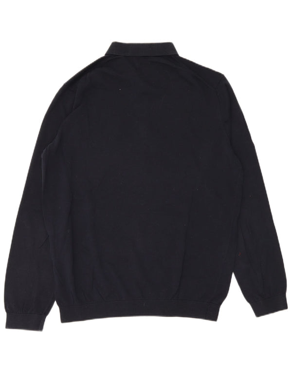 Massimo Dutti Pulover cu gât polo pentru bărbați, XL, bumbac bleumarin