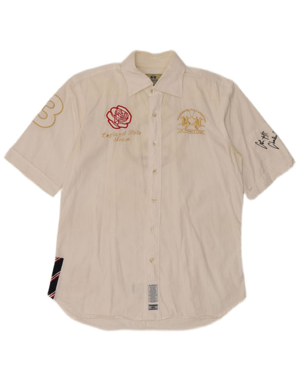 Cămașă cu mânecă scurtă pentru bărbați Polo Team England La Martina, XL, albă