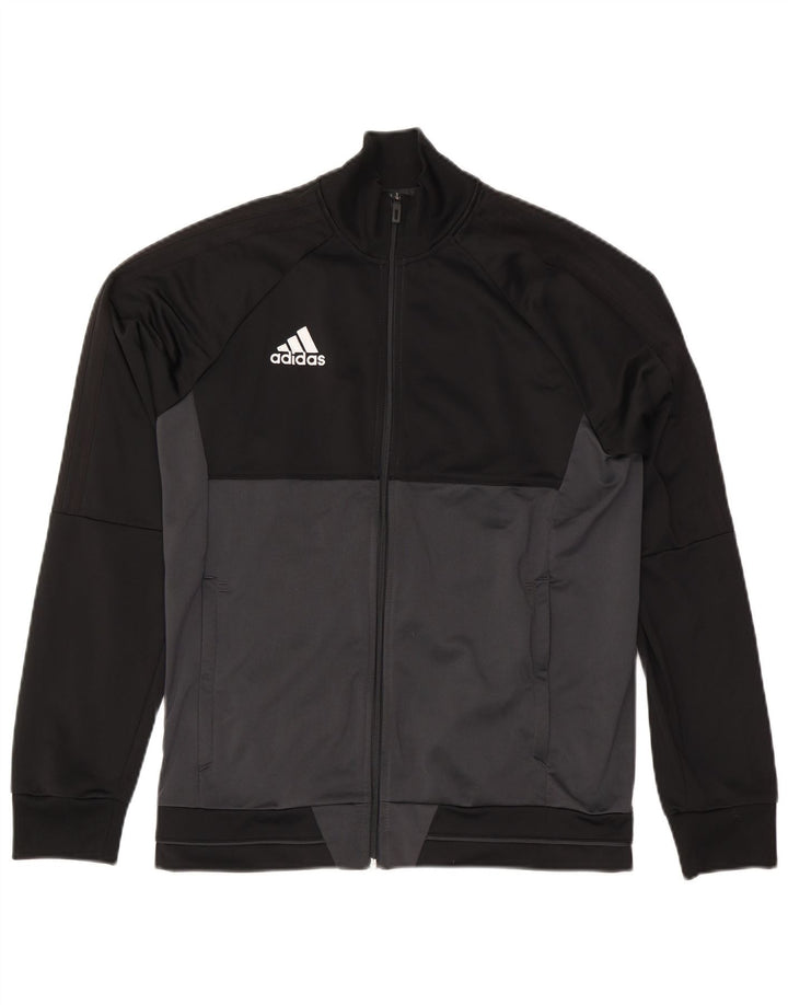 Jachetă de trening pentru bărbați Adidas, negru mediu, poliester bloc de culoare