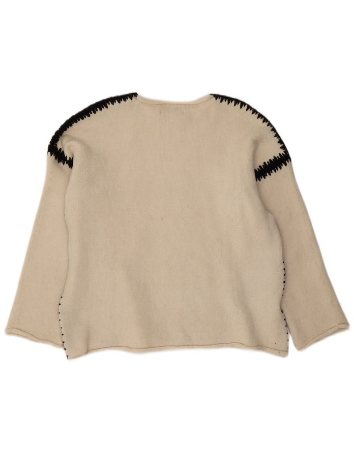 Pulover pentru femei Zara, cu gât de barcă, UK 14 Medium White Colorblock