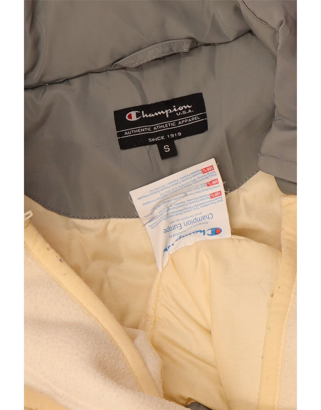 Jachetă căptușită supradimensionată pentru femei Champion UK 10 Small Gri Nylon