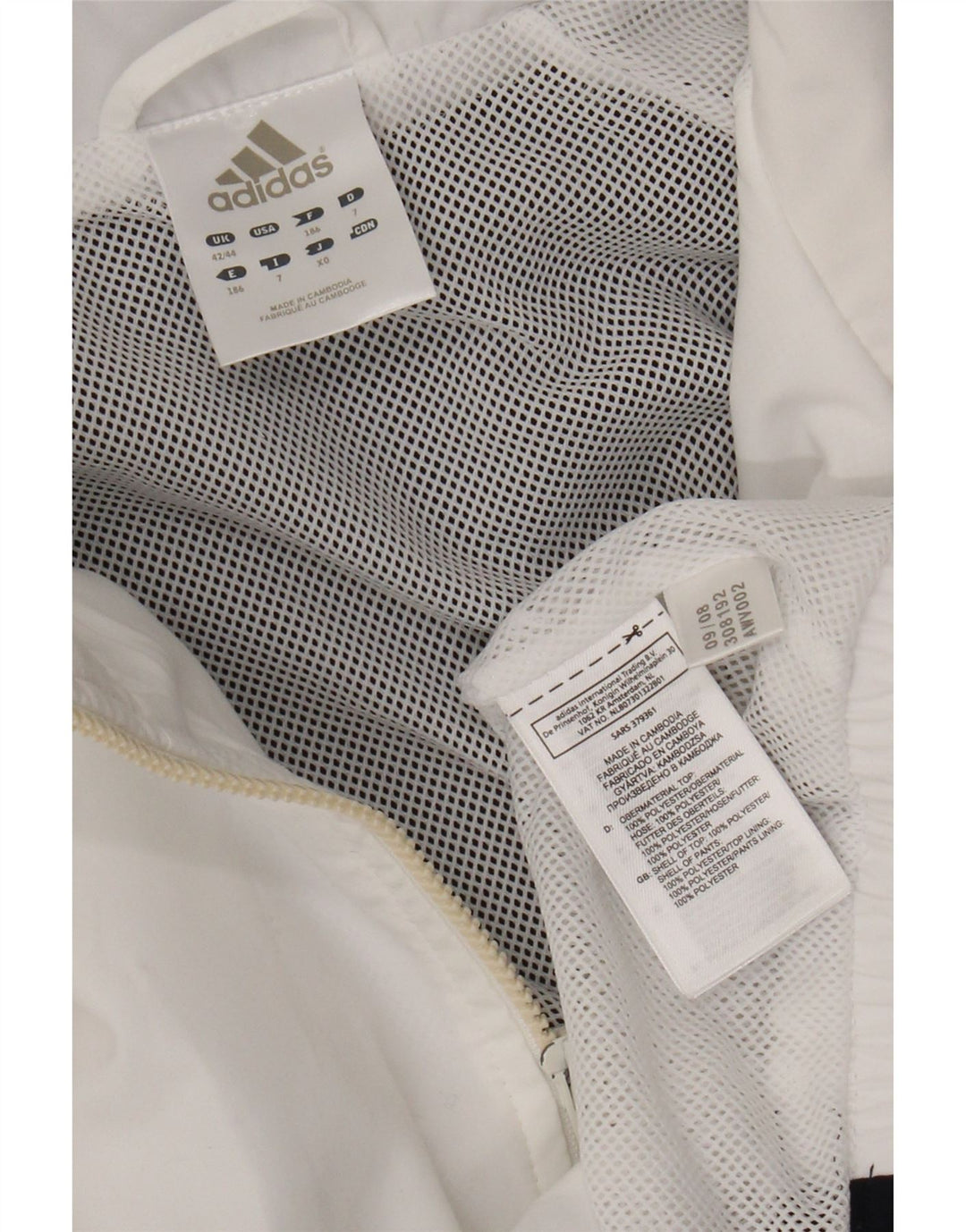 Jachetă de trening pentru bărbați Adidas UK 42/44, mare, alb, poliester color bloc