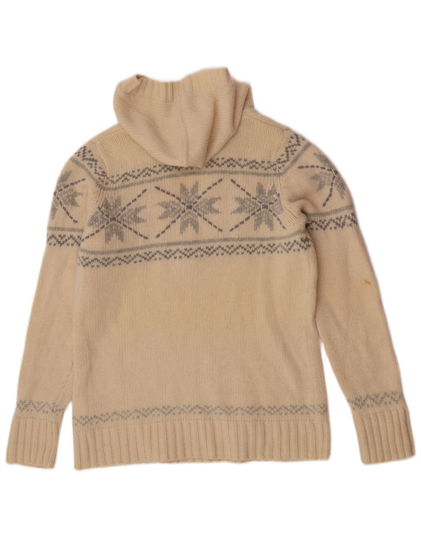 Pulover pentru femei Esprit cu glugă, UK 20 2XL, alb, din lână de miel Fair Isle