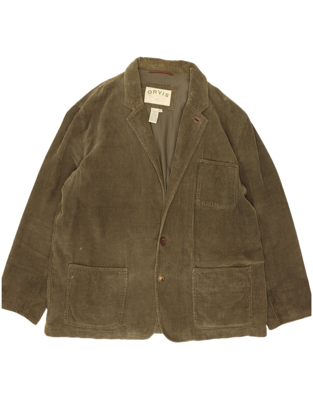 Orvis Jachetă pentru bărbați din velur cu 2 nasturi EU 46 3XL bumbac verde