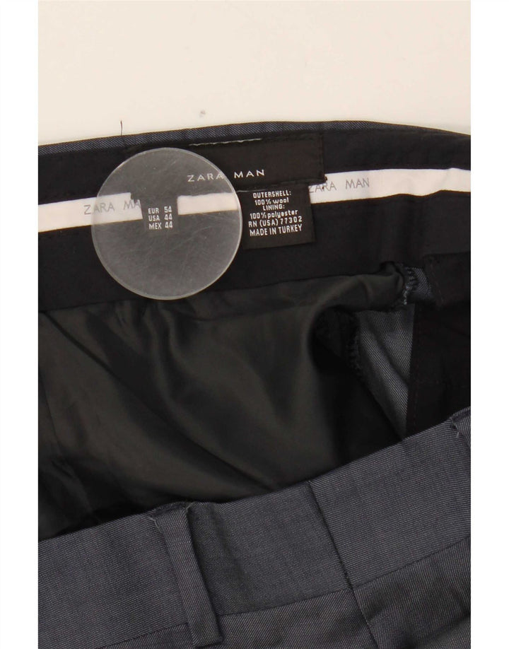 Pantaloni de costum drepți pentru bărbați Zara L44 L31 Lână bleumarin