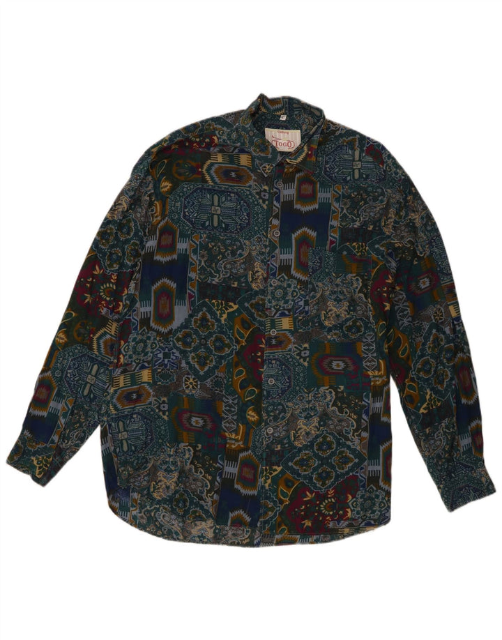Cămașă Togo bărbați mare, multicoloră, patchwork, viscoză
