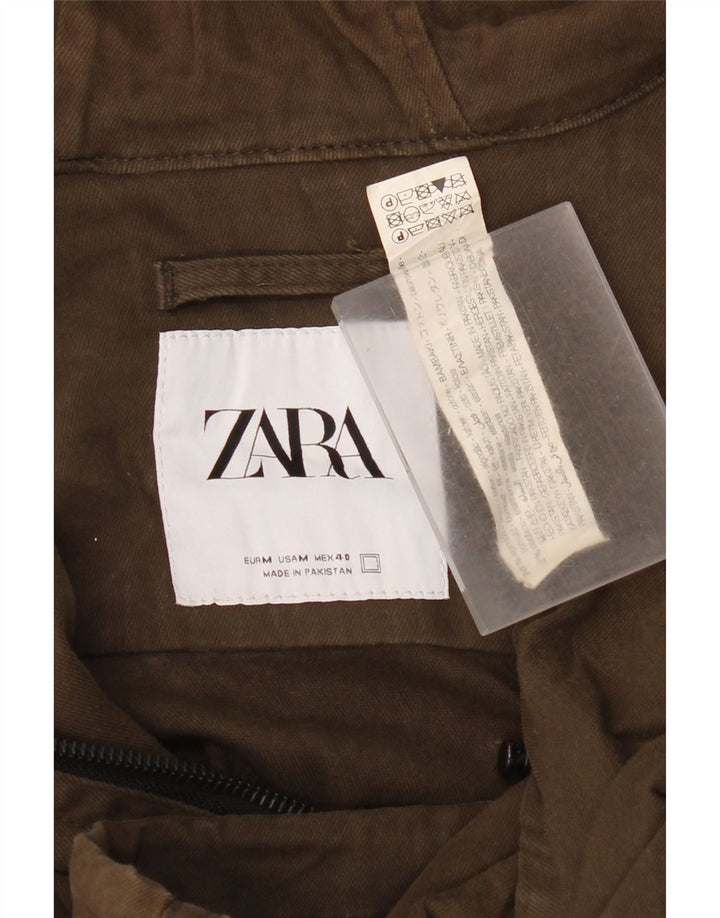 Bomber cu glugă pentru bărbați Zara UK 38 Bumbac kaki mediu