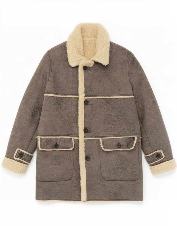 Pardesiu Sherpa pentru bărbați Zara UK 44 2XL gri