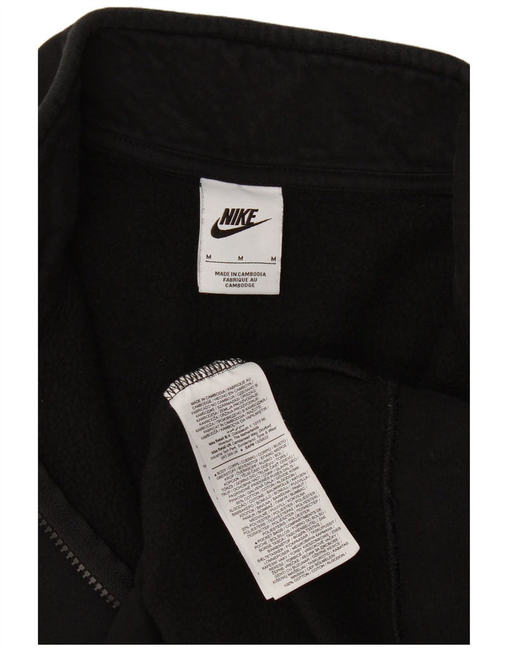 Pulover Nike pentru bărbați, cu fermoar, cu gât, bumbac mediu negru
