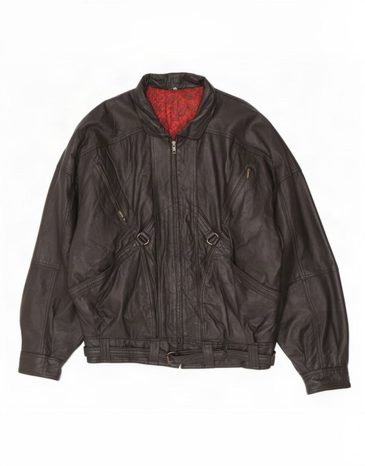 Jachetă de piele vintage pentru bărbați IT 52 XL neagră