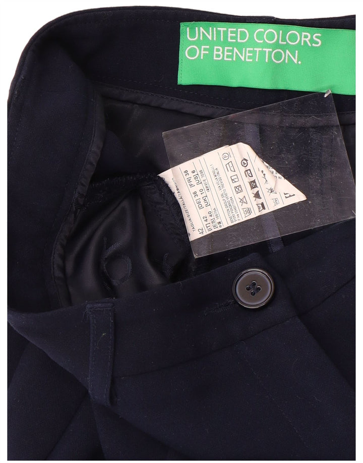 Pantaloni de costum subțiri pentru femei BENETTON UK 10 mici L30 L26 bleumarin Poliester