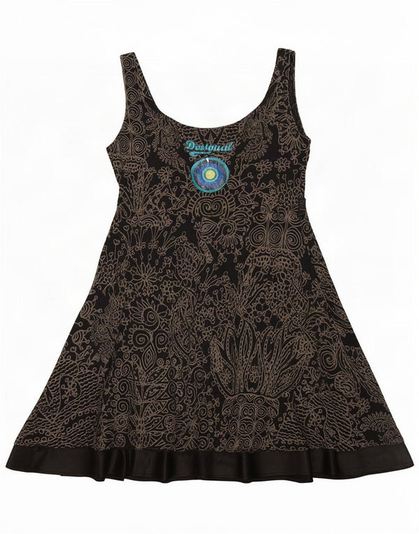 Rochie A-Line fără mâneci Desigual pentru femei UK 18 XL, bumbac cachetaș negru