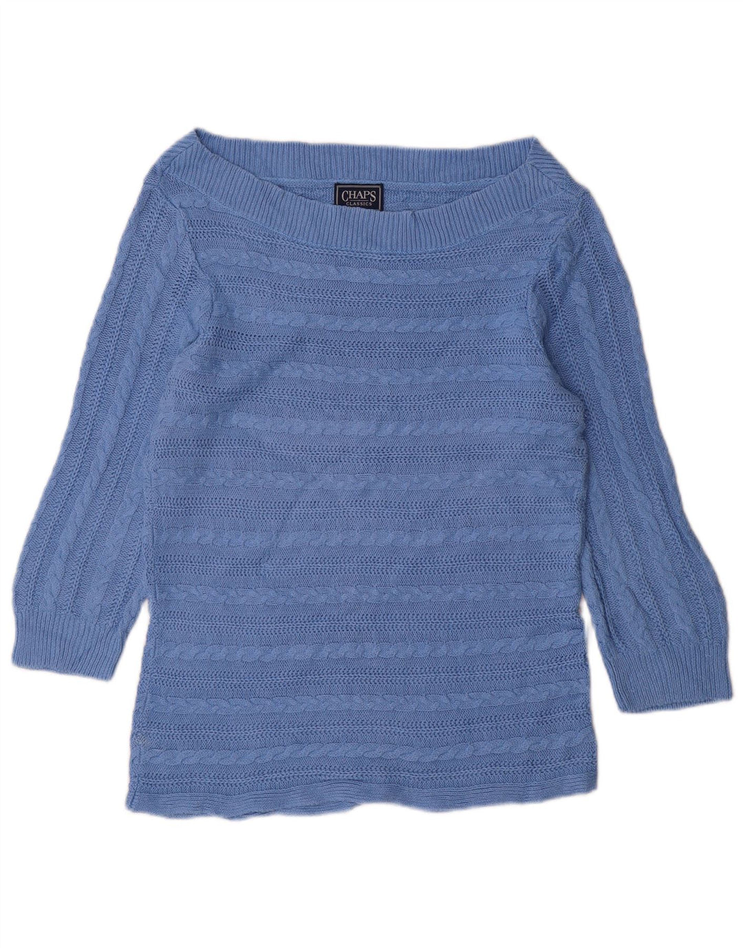 Pulover CHAPS pentru femei, cu mâneci 3/4, cu gât de barcă, mare, albastru, bumbac, UK 16