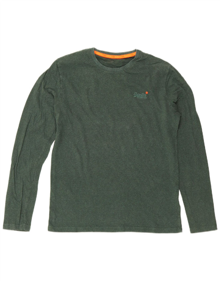 Top pentru bărbați Superdry cu mânecă lungă din bumbac verde mic