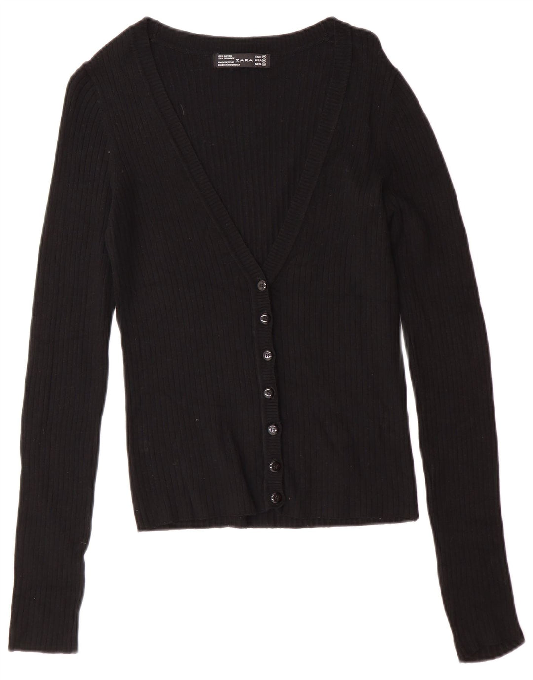 Pulover cardigan pentru femei Zara UK 12 Medium Black Rayon