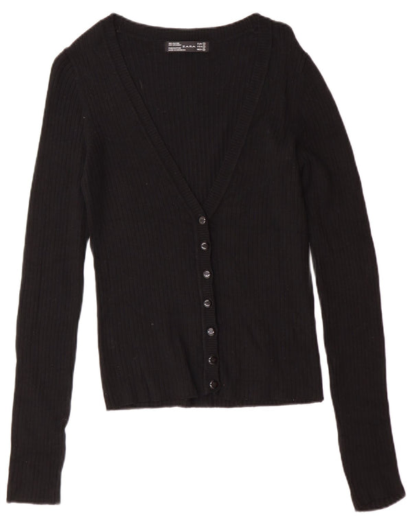 Pulover cardigan pentru femei Zara UK 12 Medium Black Rayon