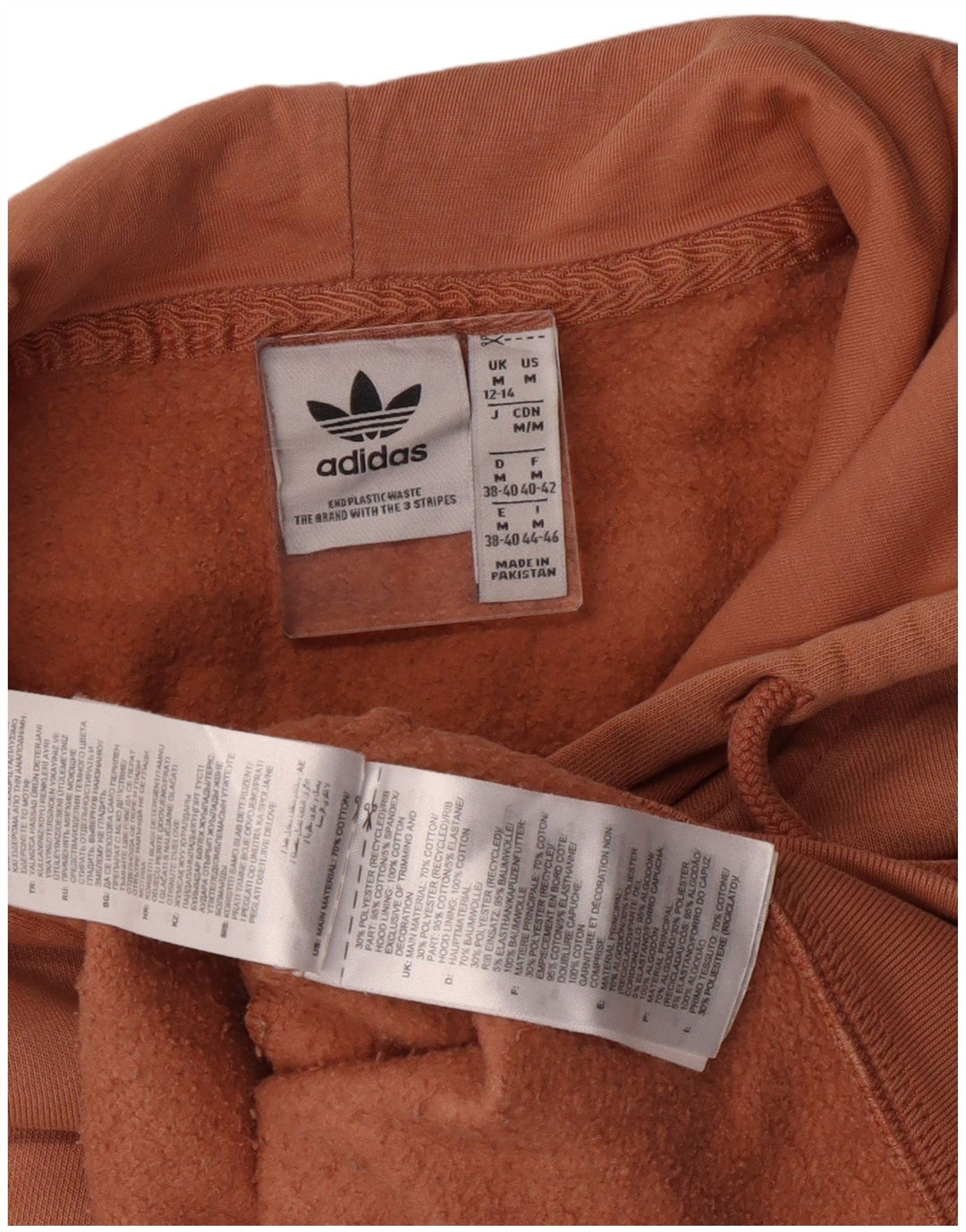 Pulover Adidas pentru femeie cu glugă, UK 12/14, bumbac maro mediu