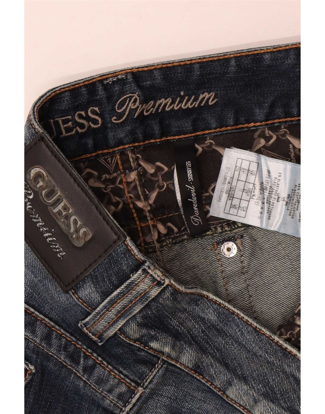 Blugi slim pentru femei Guess Distressed W29 L32 Bumbac albastru