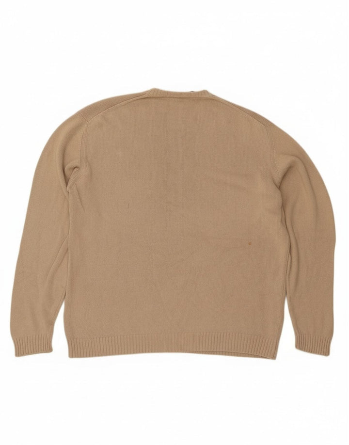 Pulover Trussardi pentru bărbați cu decolteu în V, mare, bej, bumbac