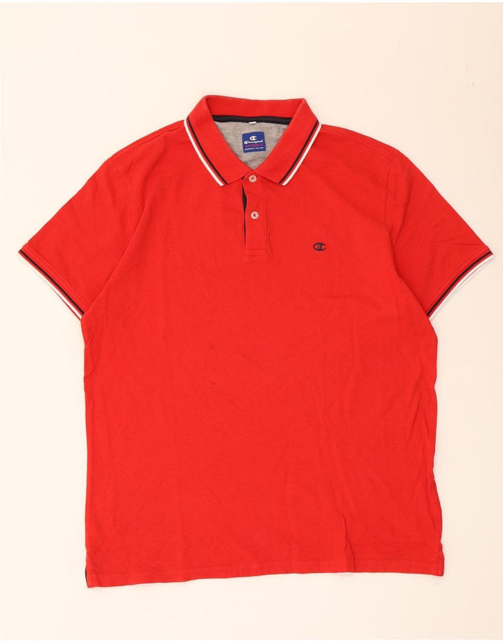 Tricou polo Champion pentru bărbați, bumbac cu dungi roșii mari