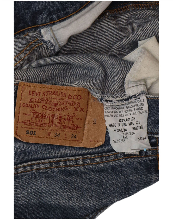 Pantaloni scurți din blugi pentru bărbați LEVI'S 501 W34, bumbac albastru mare