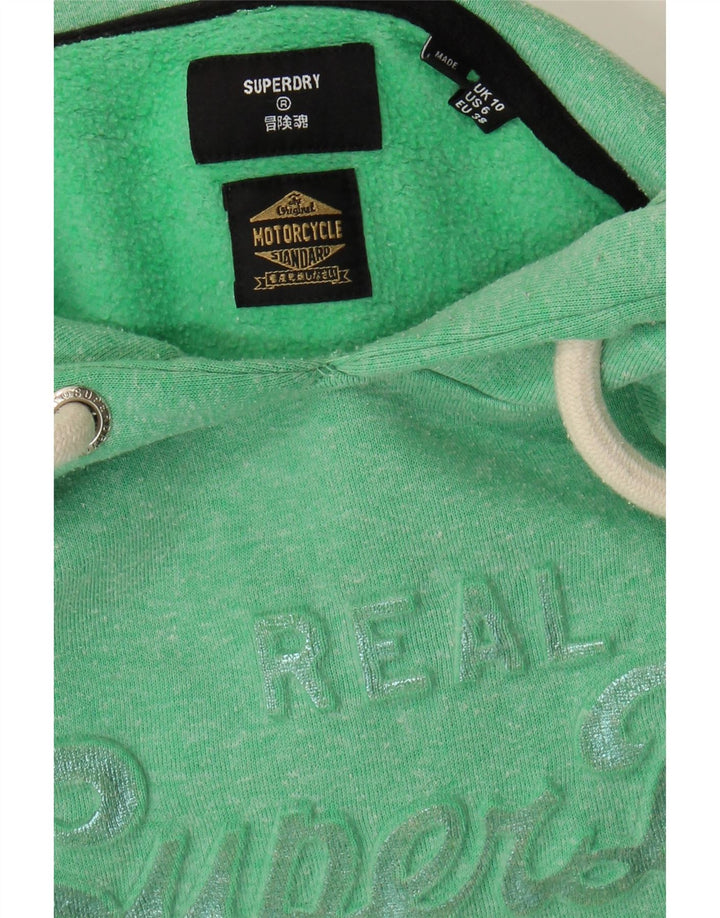 SUPERDRY Womens Graphic Hoodie Jumper UK 10 Small  Green Polyester Vintage Superdry and Second-Hand Superdry from Messina Hembry 