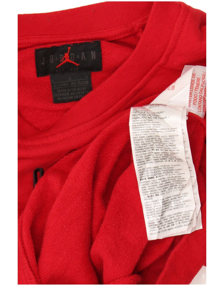 JORDAN Boys Graphic Sweatshirt Jumper 12-13 Years Large Red Cotton
