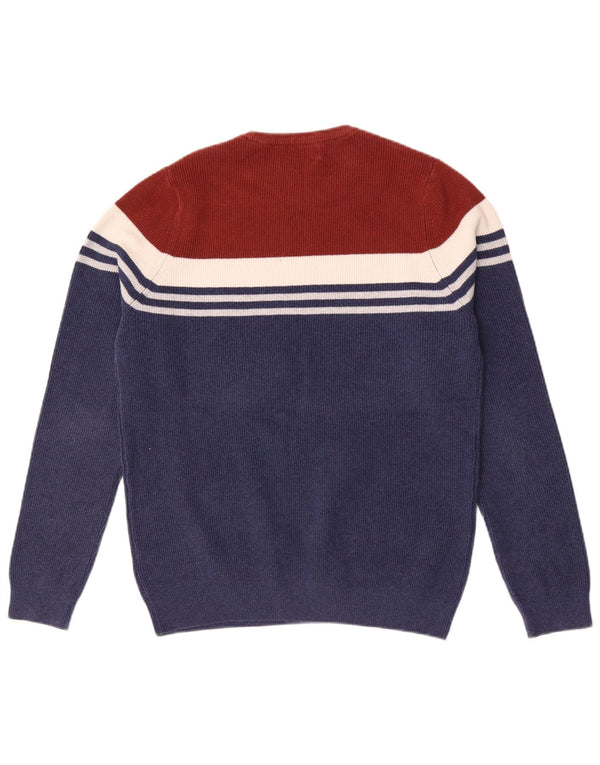Marks & Spencer Mens Crew Neck Jumper Sweater Medium Navy Blue Colourblock