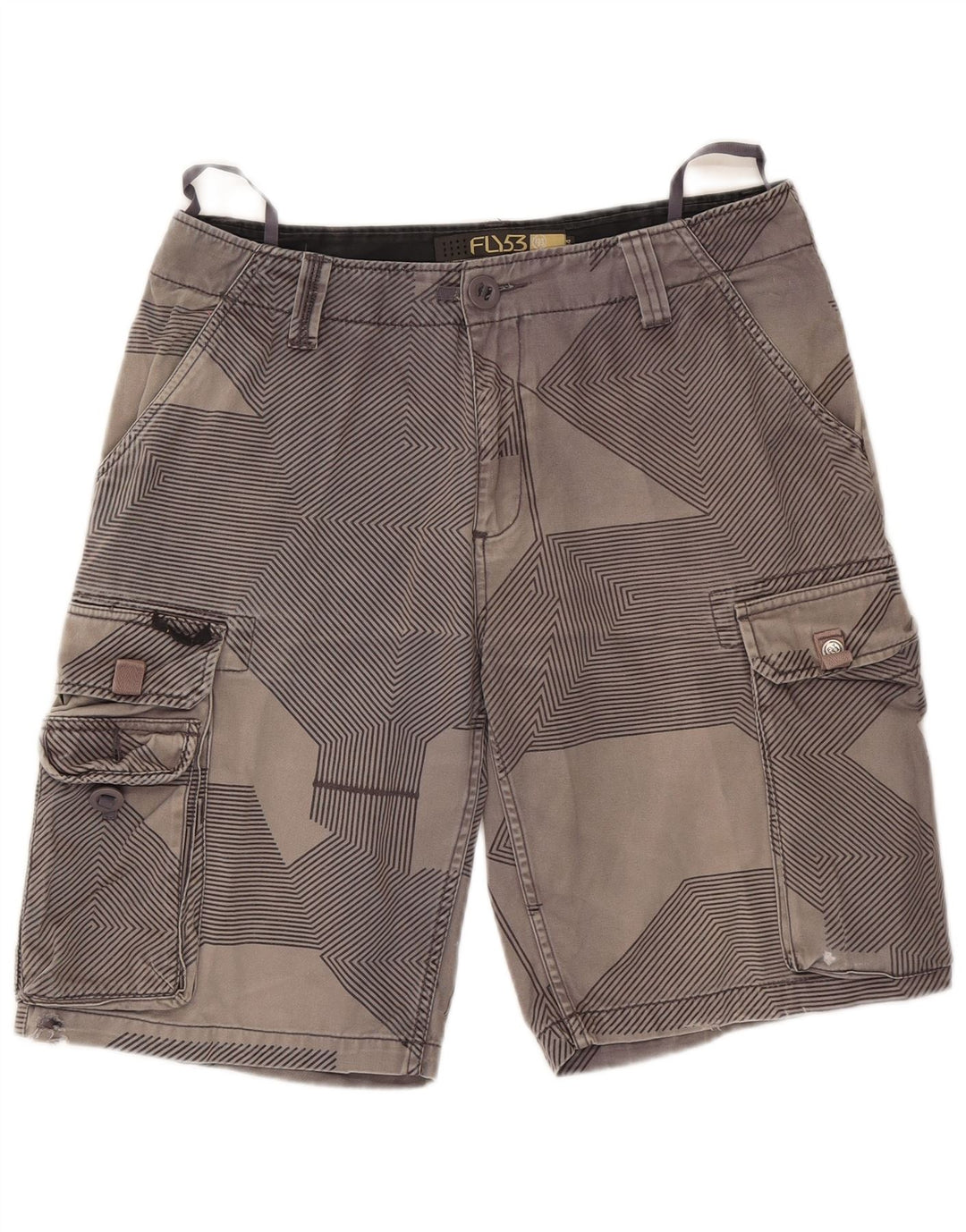Pantaloni scurți cargo pentru bărbați Fly53 W34, bumbac geometric, gri mare