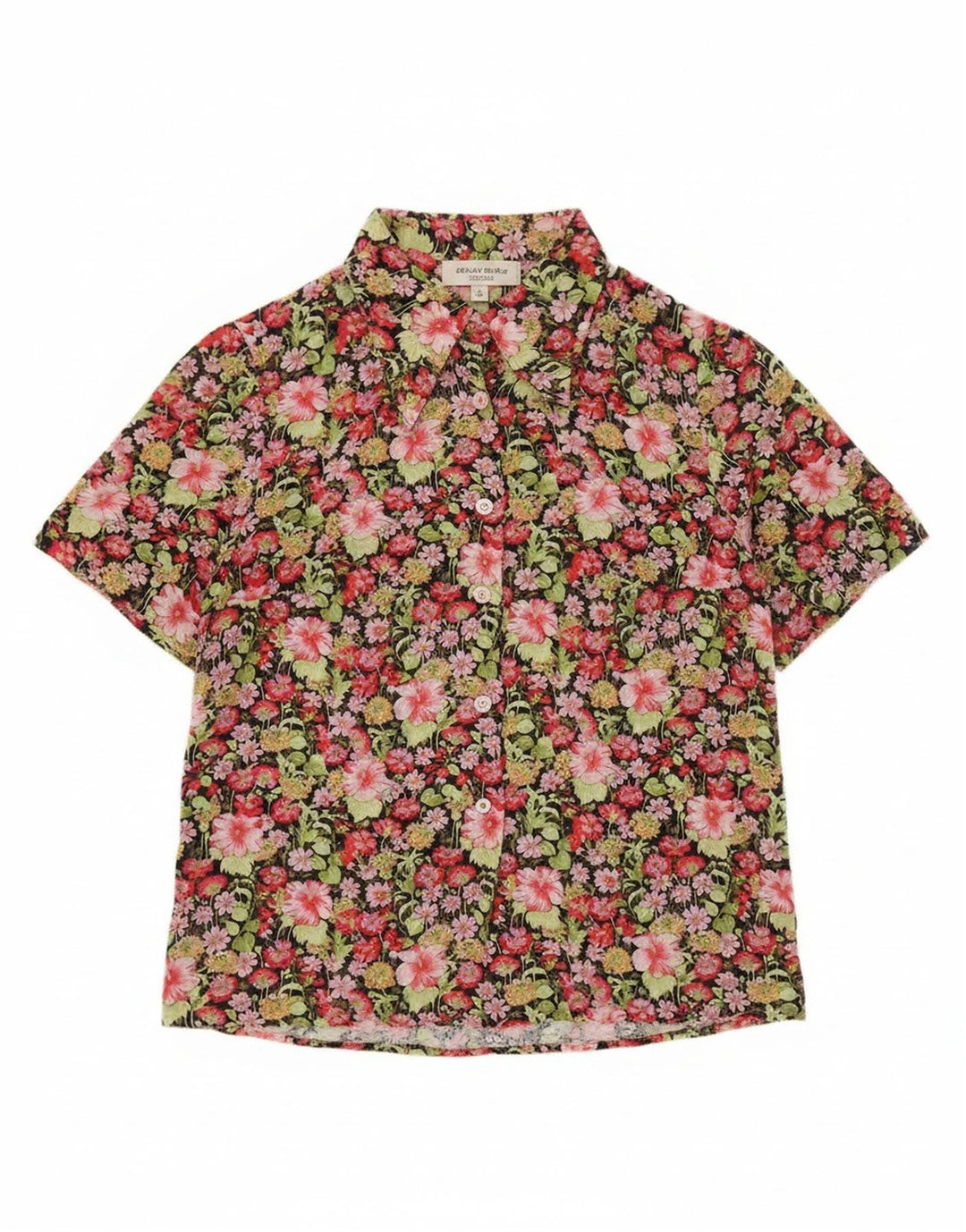Cămașă vintage cu mânecă scurtă pentru femei UK 12 Medium Multicolor Floral