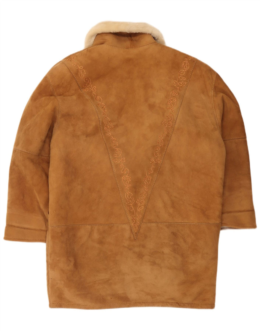 Palton supradimensionat din shearling vintage pentru femei IT 44 maro mediu din shearling
