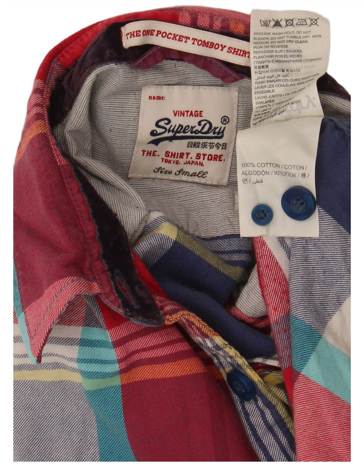 Cămașă de flanel pentru femei Superdry UK 10, bumbac cu carouri multicolore mici