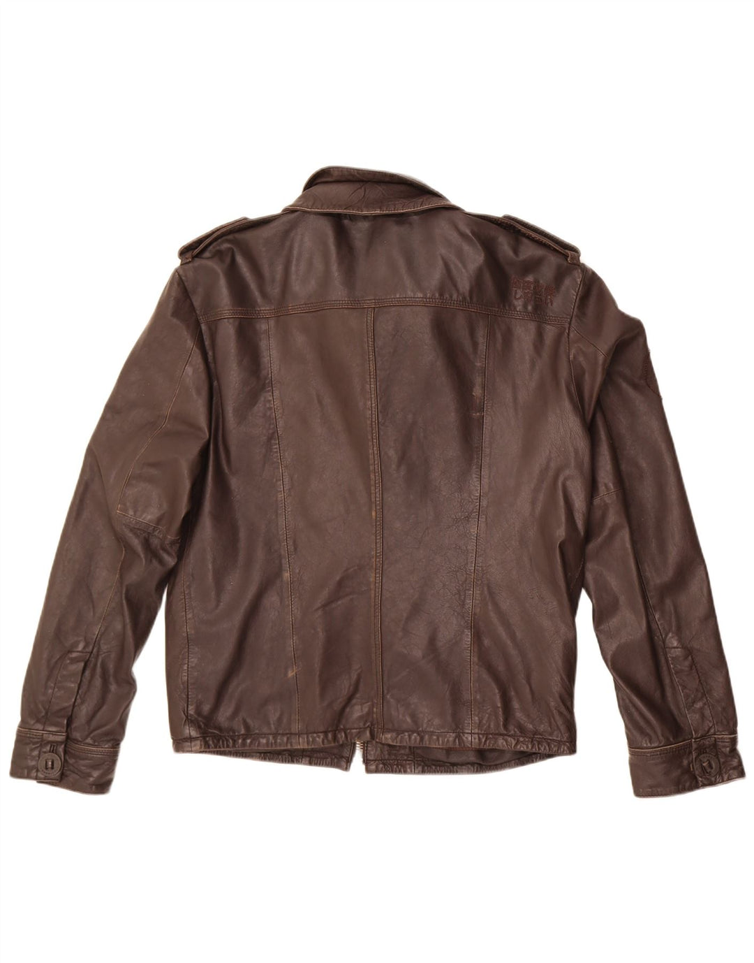 Jachetă militară din piele pentru bărbați Superdry UK 42 XL din piele maro