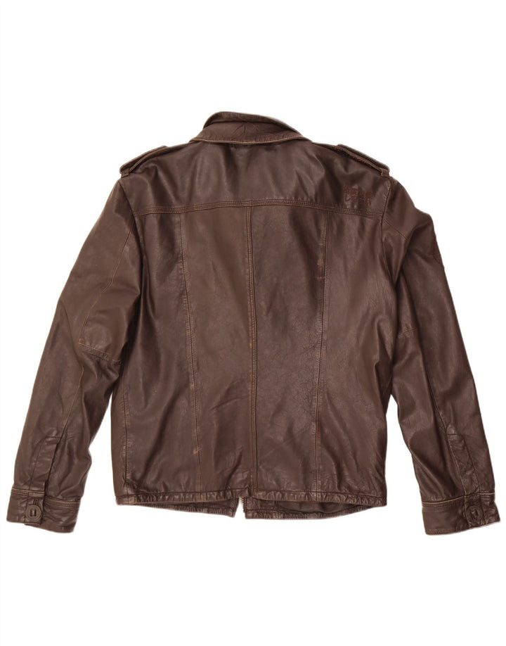 Jachetă militară din piele pentru bărbați Superdry UK 42 XL din piele maro